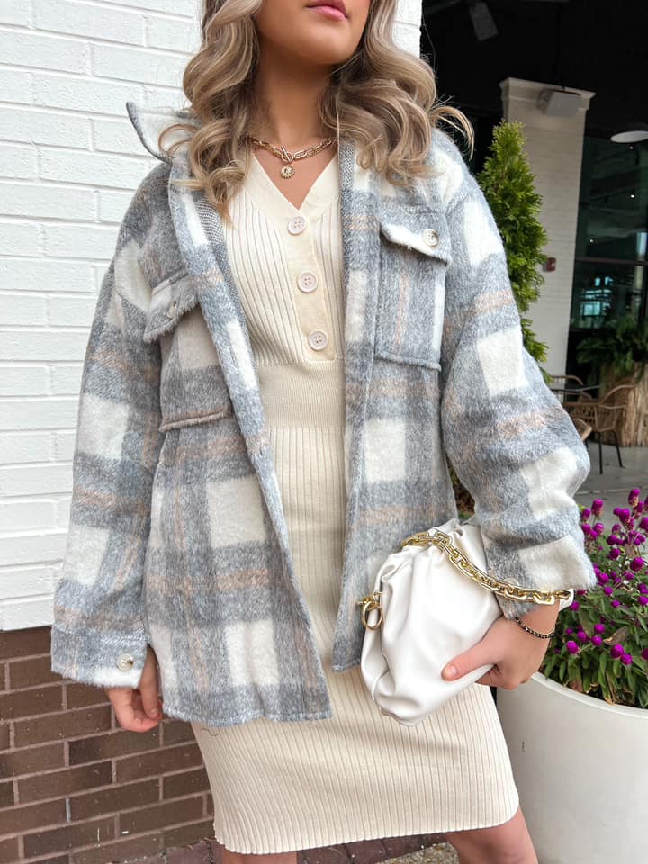 Stay A Little Longer Plaid Shacket