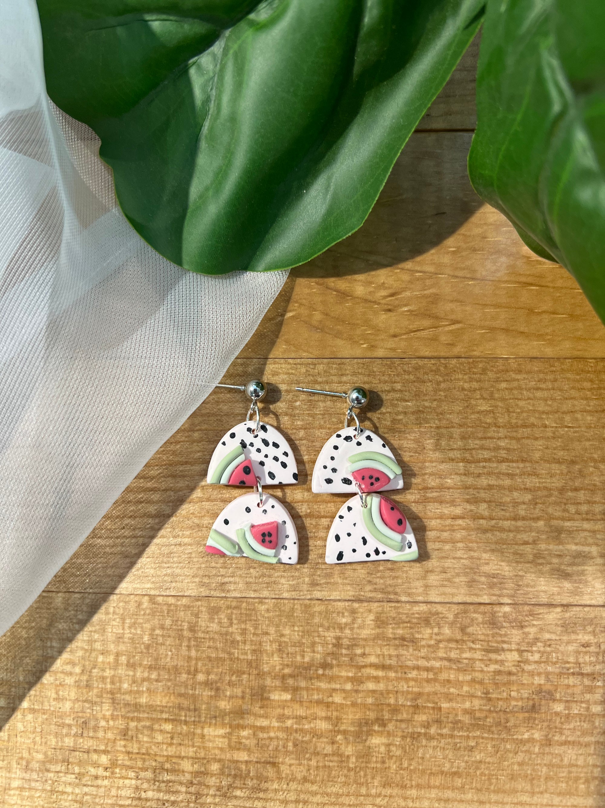 Watermelon Wishes Clay Earrings