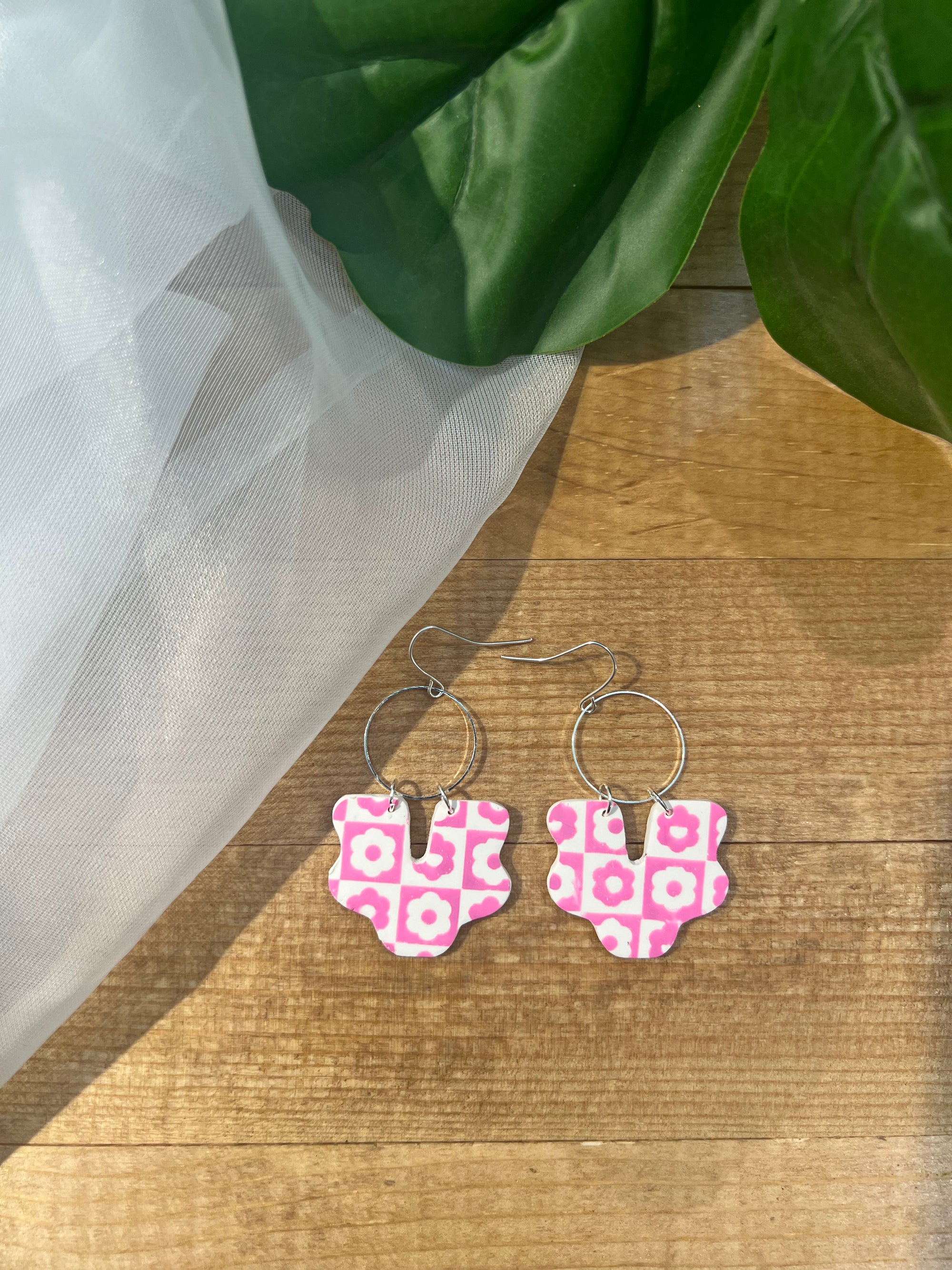 Retro Floral Clay Earrings