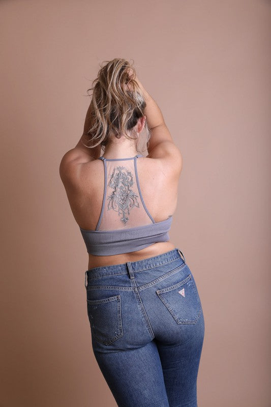 Plus Size Tattoo Mesh Racerback Bralette – Delaney Rose Boutique